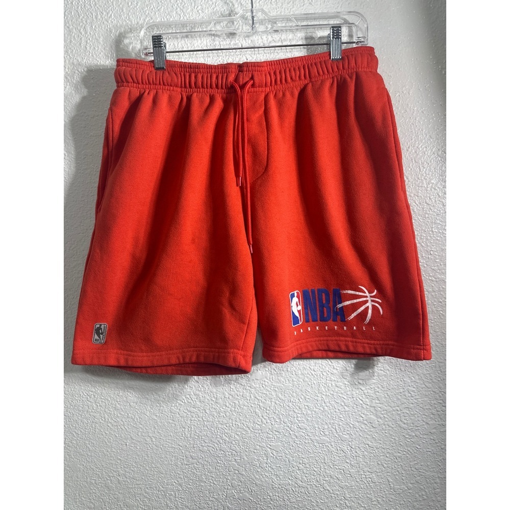 NBA Mens Fleece Athletic Shorts Red Graphic Logo Drawstring XL